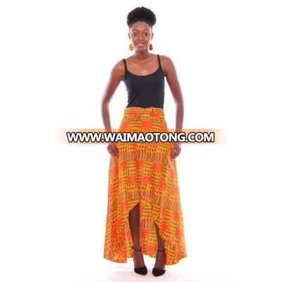 Fashion Beautiful African print style Kente dress dashiki african long High Low skirt