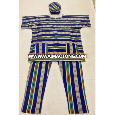 African Kente Men's Dress - Kaftan pants and cap African Dress