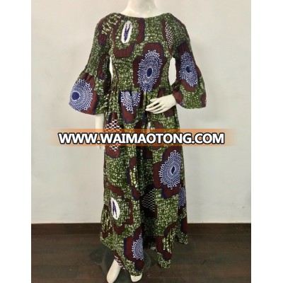 New arrival Ankara print Kitenge design African style long Dashiki Smoked Dress