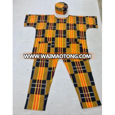 African Kente Free Size Men's Dress Top and Pants