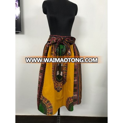 Dashiki Short Skirt African Maxi Skirt Smoked elastic Skirt